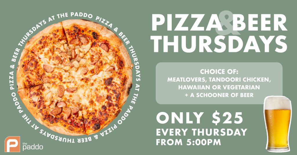 Paddo_WeeklySpecials_Pizza & Beer Thursdays