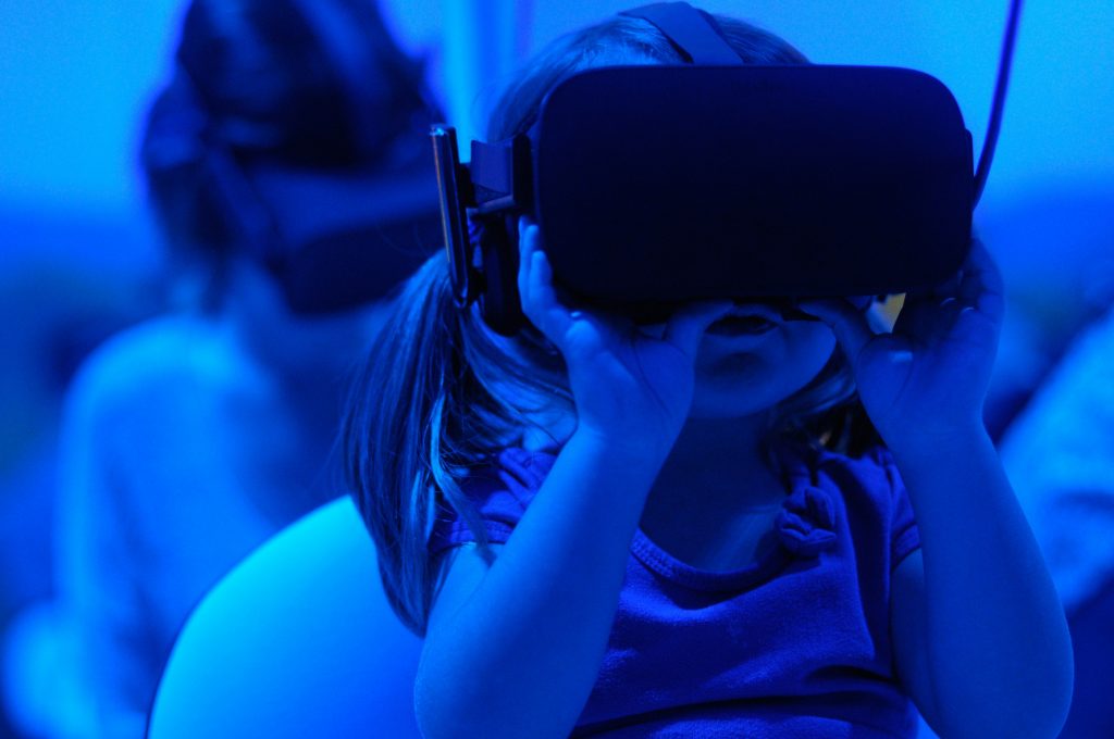 Kids using VR gaming at birthday party